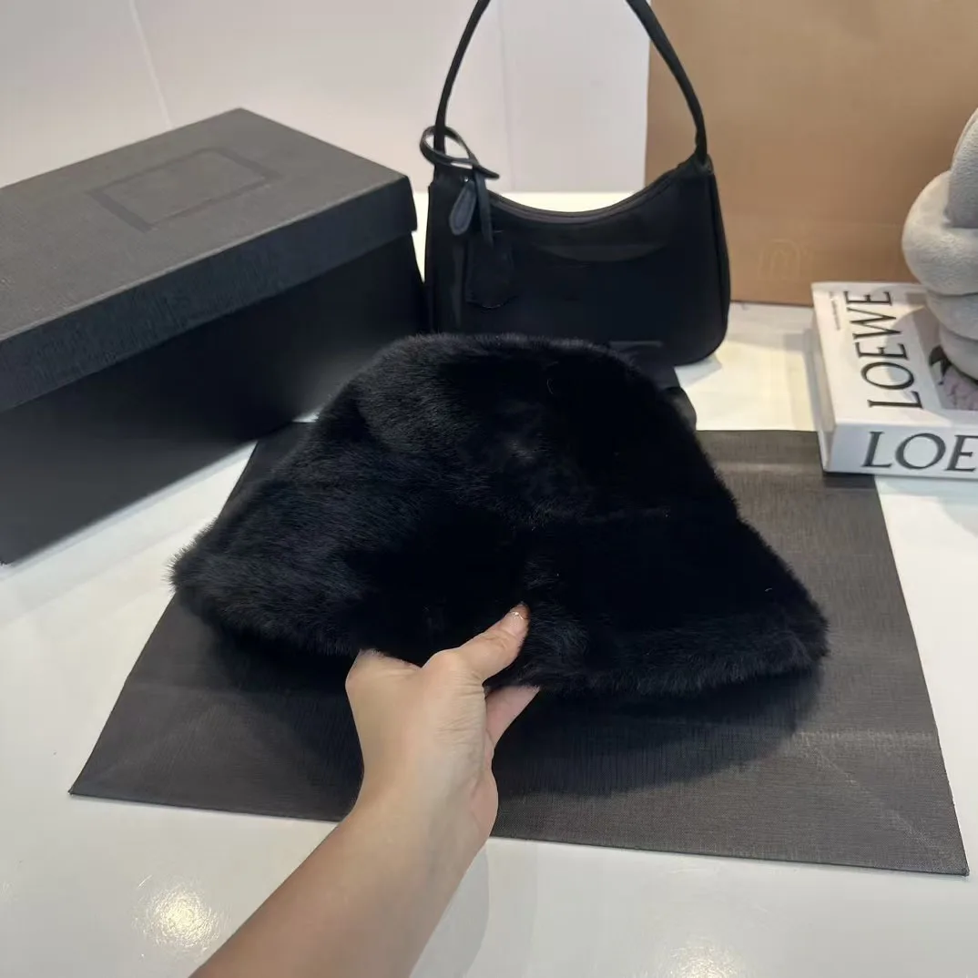 

Fluffy Fur Fisherman Hat For Women Winter Plush Ear Protection Cap Windproof Warm Female Panama Caps Solid Fashion Bucket Hat11