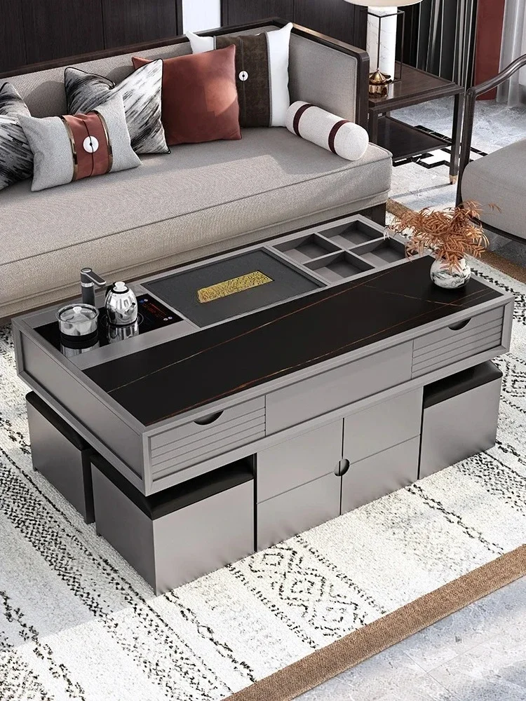 Modern simplicity, multi-functional tea table Kung Fu tea art, marble tables and chairs, office Chinese tea table