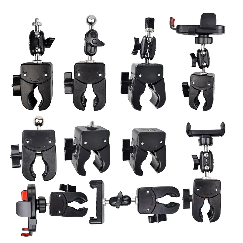 Super Crab Clamp Mount 1/4 Screw 360° Pea Ball Holder Live Stream Phone Bracket for GoPro Insta360 DJI Action Camera