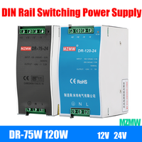 75W 120W DIN Rail Switching Power Supply 5V 12V 24V 48V AC/DC Single Output Industrial Transformer DR-75 DR-120 -5/12/15/24/48