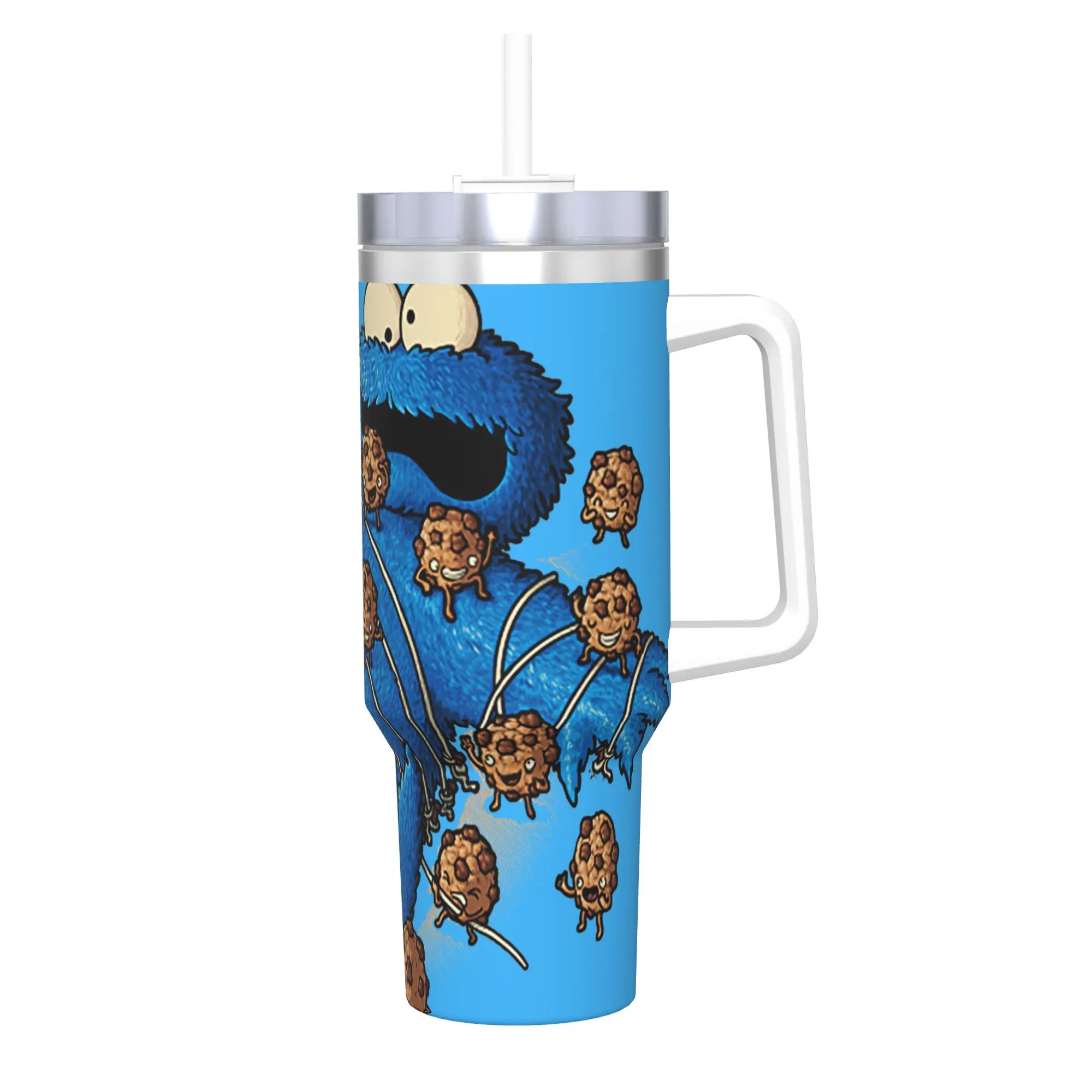 Copo Térmico de Aço Inoxidável Gulliver Monster Cookie Monster, Caneca Térmica que Mantém o Calor e o Frio, Garrafa de Água para Viagem