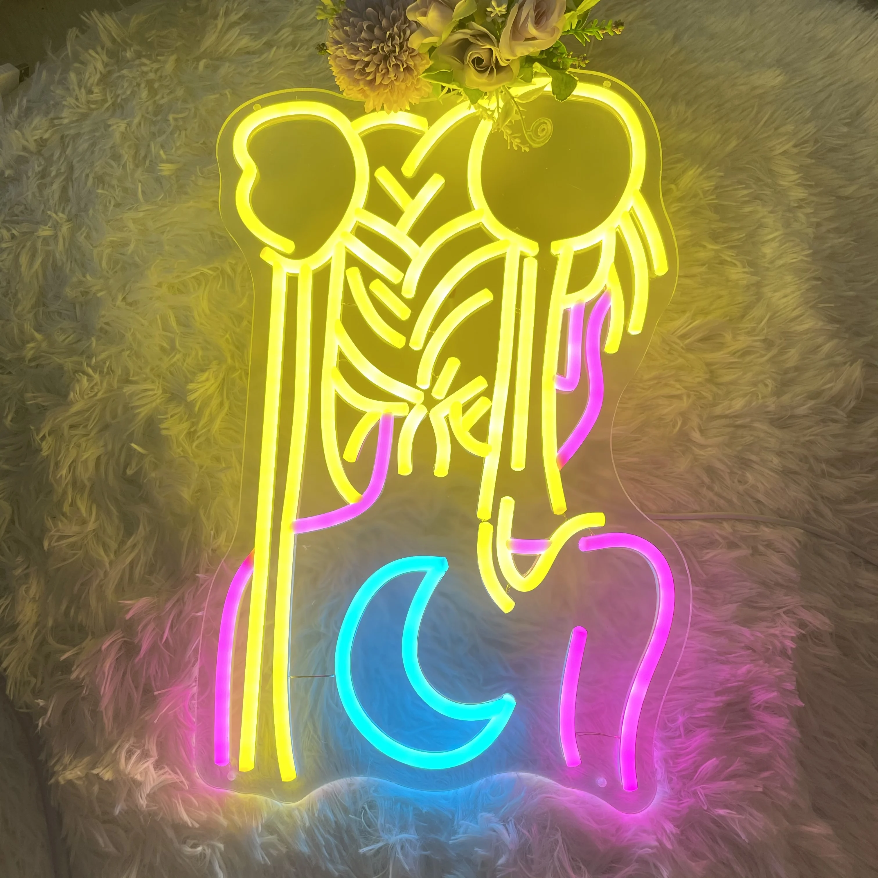 Imagem -02 - Custom Anime Neon Sign Meninas Moon Neon Signs Night Wall Decor Sinal do Quarto Decoração da Sala de Jogos Presente Personalizado