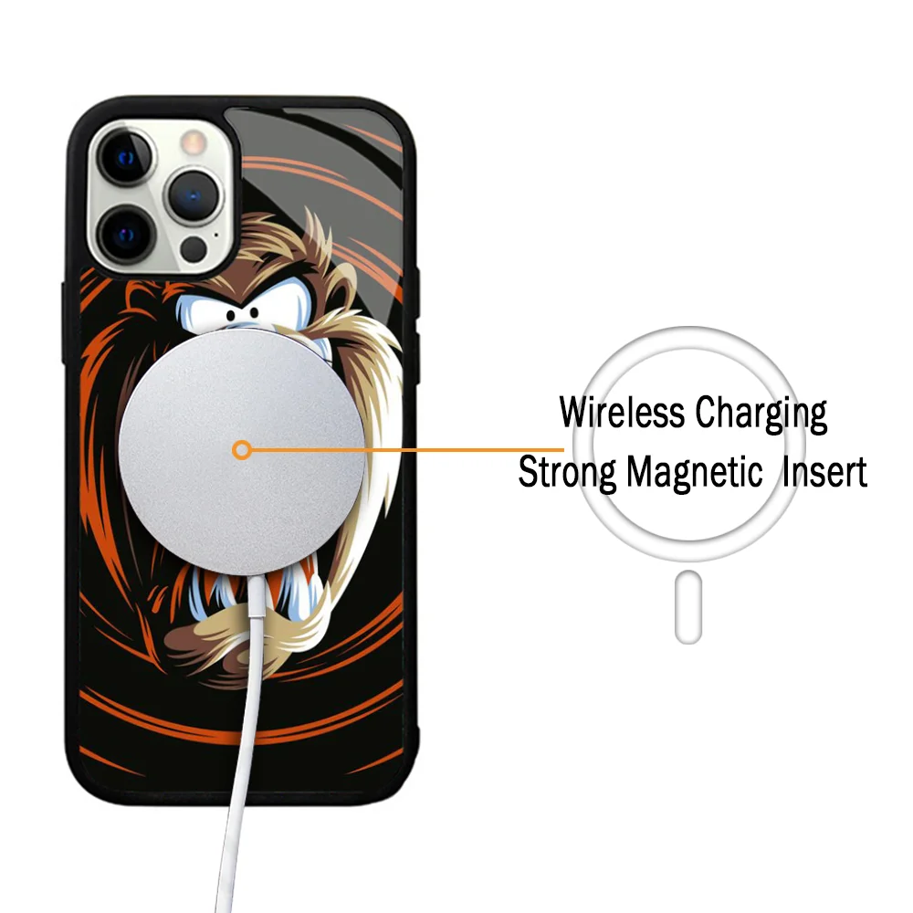 Tasmanian Devil Taz Phone Case For IPhone 11 12 13 14 15 Plus Pro Max Mirror Acrylic Cover For Magsafe