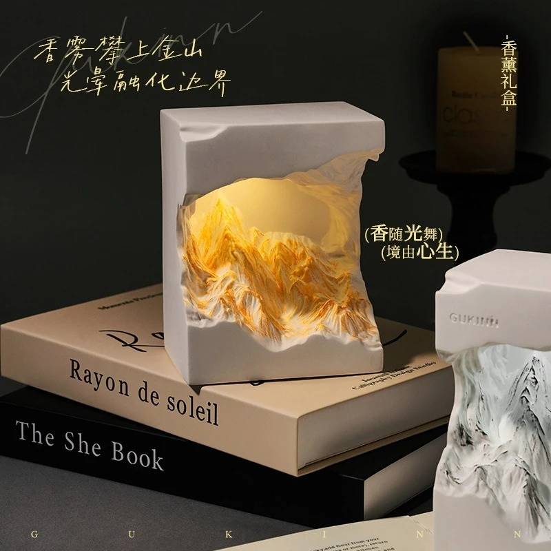 For Rizhao Jinshan Aromatherapy Gift Box, Diffuser Stone Aromatherapy Ornament, Premium Bedroom Fragrance Night Light