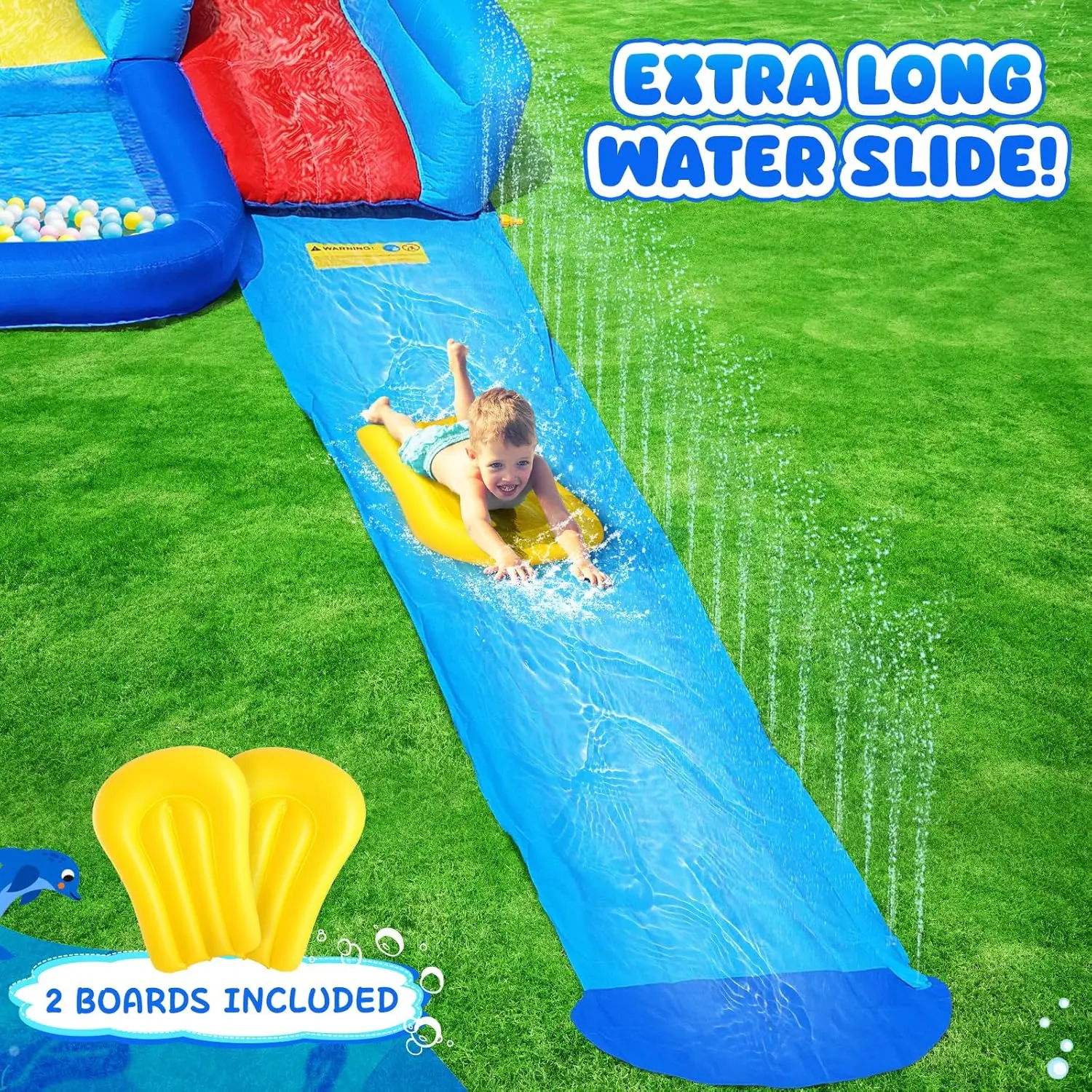 Extra Large Inflatable Bouncy Castle for Kids 3-10: Double Water Slide, Ball Pit, Swim Pool & Climbing Wall, 550W Air Blower Included, Perfect for Birthday Party & Event Fun view 2