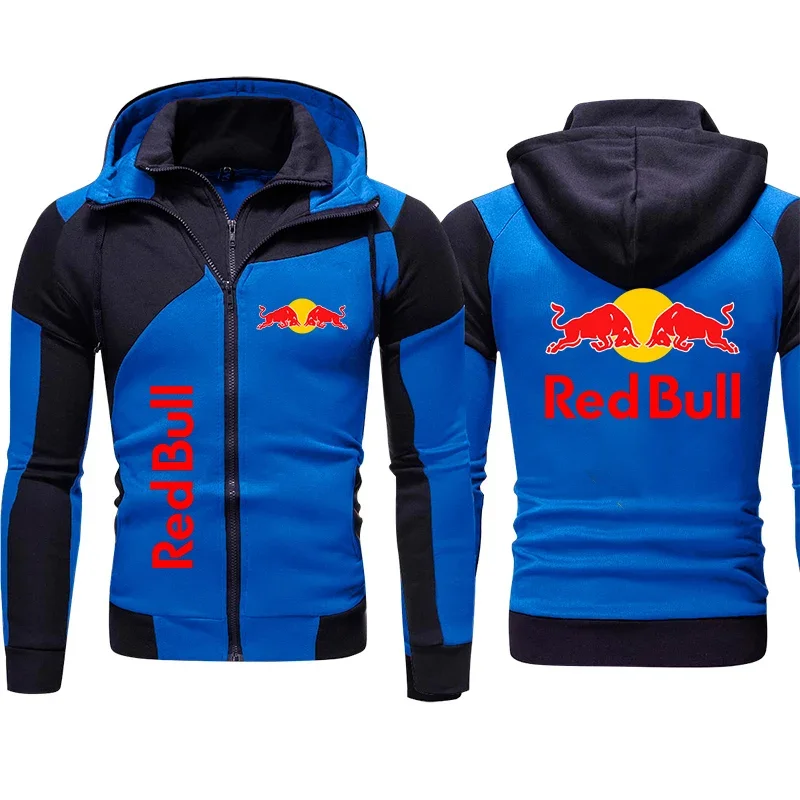 Mens Red Bull Logo Hoodie Jacker Zip Sweatshirt Trendy Harajuku Pullover Men Sportswear Autumn Winter Biker Racing Red Bull Coat