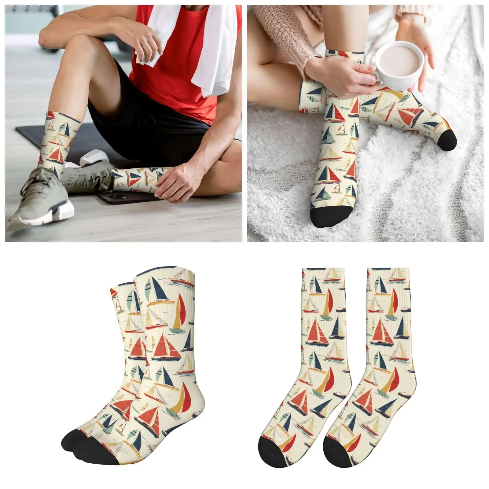 การ์ตูนเรือใบตลกถุงเท้าสําหรับผู้ชายผู้หญิงใหม่ Crazy ถุงเท้าชุดลําลองกีฬาอย่างเป็นทางการลูกเรือถุงเท้าของขวัญ