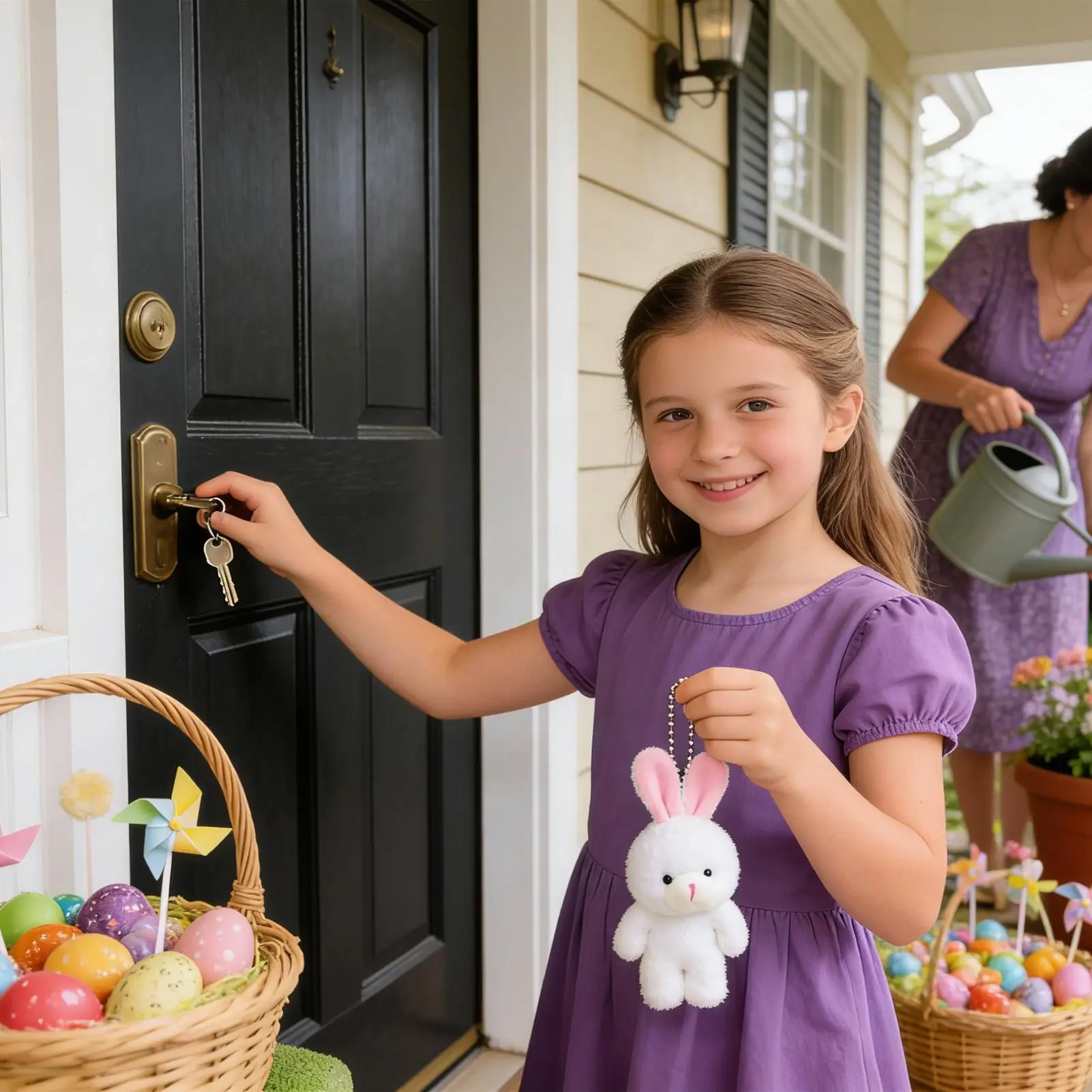 Realistischer süßer Osterkaninchen-Schlüsselanhänger, Plüsch, Pompon, Hase, Taschenanhänger für Paare, Auto, Schlüsselanhänger, Schmuck, Geschenke