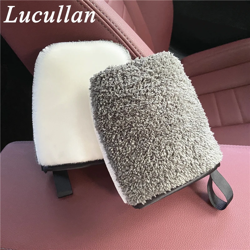 Lucullan 3th Interior Detailing Mitt One Side Brush-like Bristle,The Other is Terry Towel