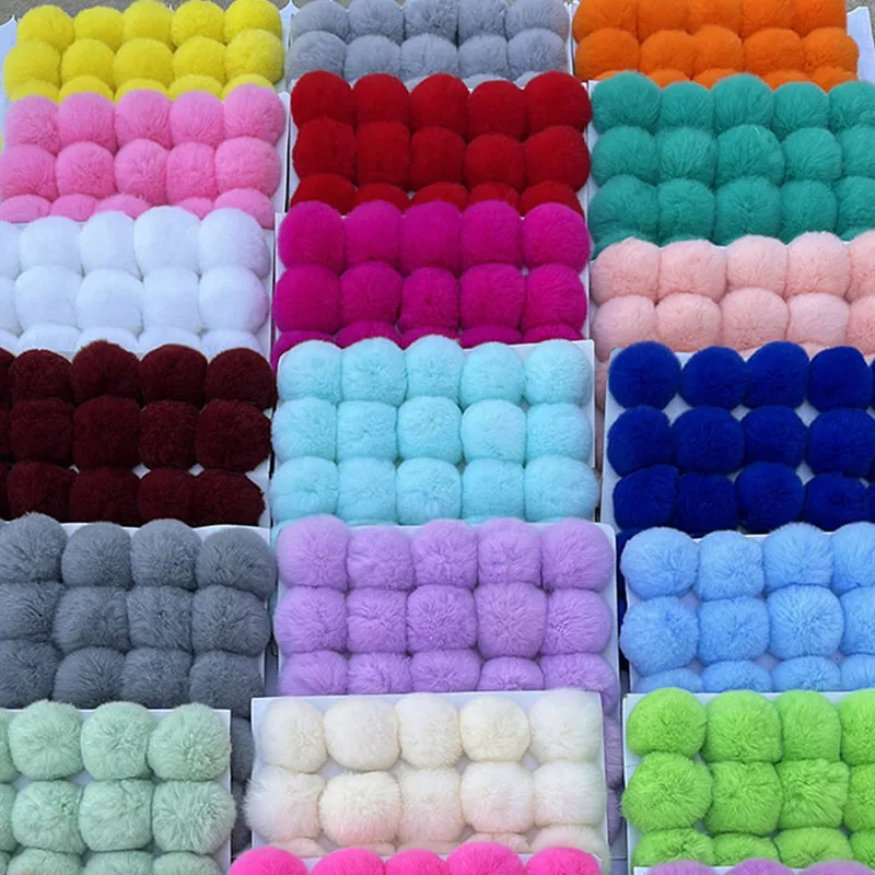 6cm Pompom Balls Real Rex Rabbit Soft Pompones Fluffy Plush Crafts DIY Pom Poms Fur Ball Home Decor Scarf Sewing Supplies