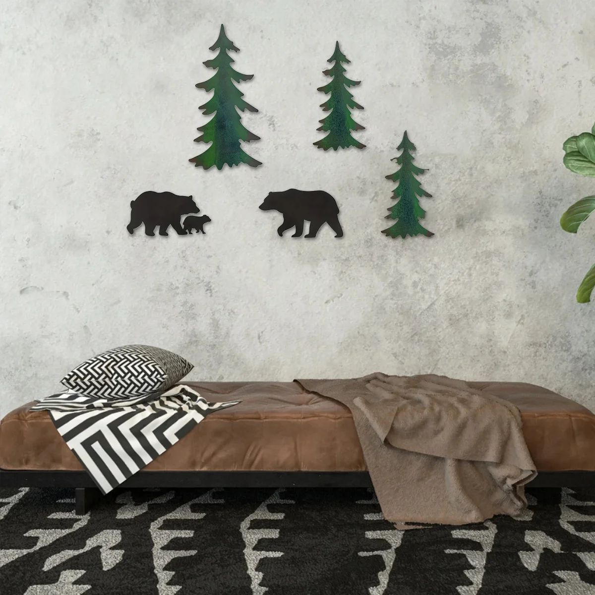 

5pcs/set Forest Bear Metal Wall Sculpture, Silhouette Home Decoration, Metal Wall Decoration, Forest Animal Silhouette Wall