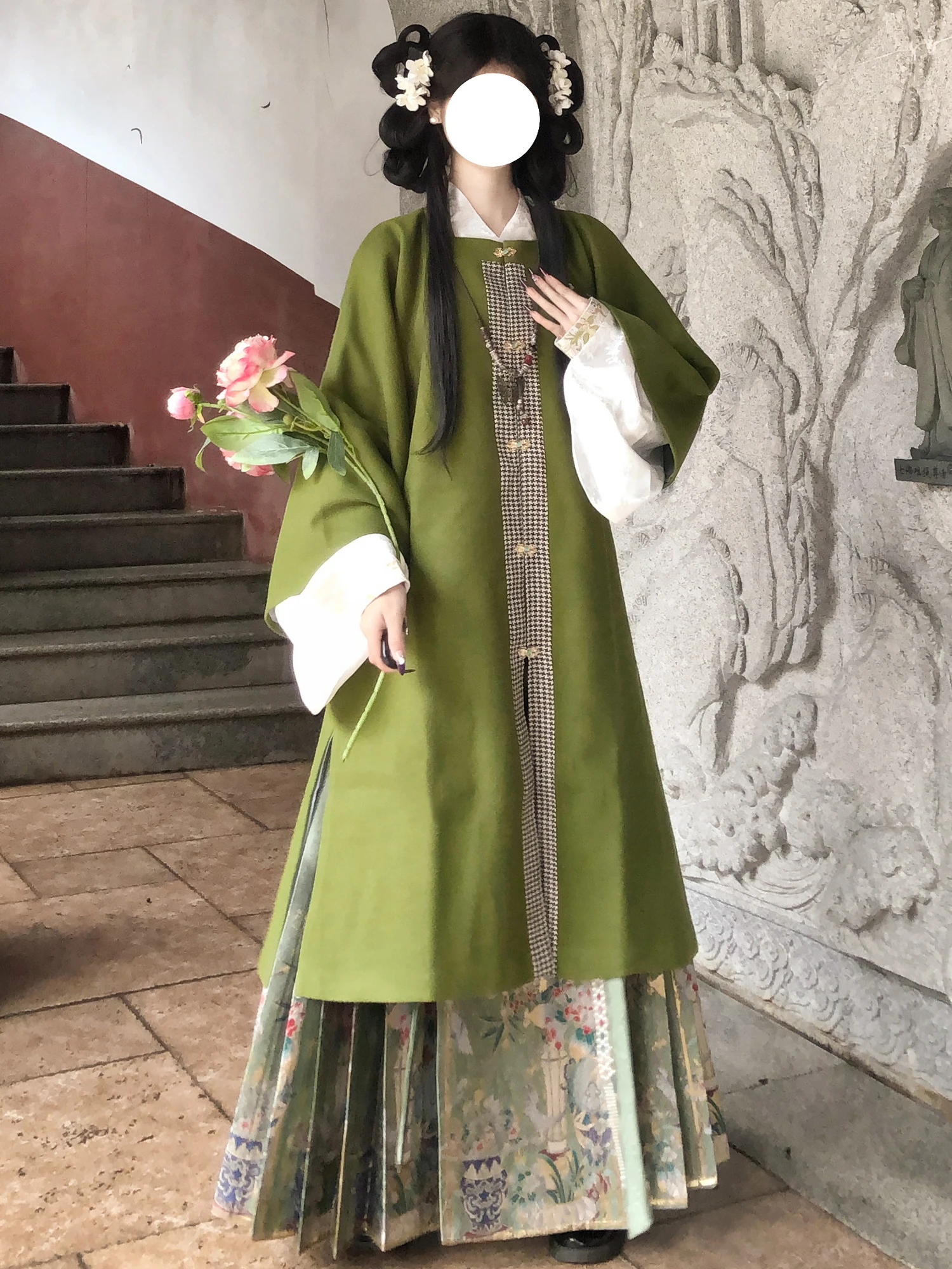 

Mengsangta Hanfu New Large Size Ming Dynas Long Coat Woolen een Daily Slimming Office Wear Women's Faion Spring 2026