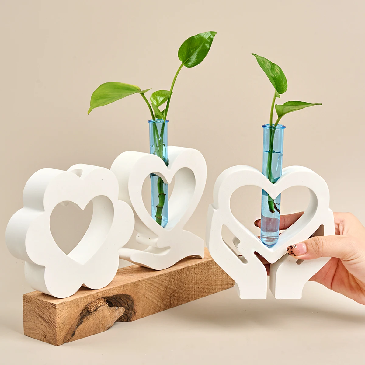 Hart Hydrocultuur Vaas Reageerbuis Siliconen Mal DIY 3D Bloem Hand Holding Liefde Vorm Vaas Schimmel Valentijnsdag Cadeau Home Decor