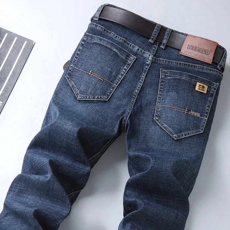 Retro Business Men\'s Denim Jeans Straight Stretch Casual Trousers Classic Work Leisure Elastic Zipper Denim High Quality Pants