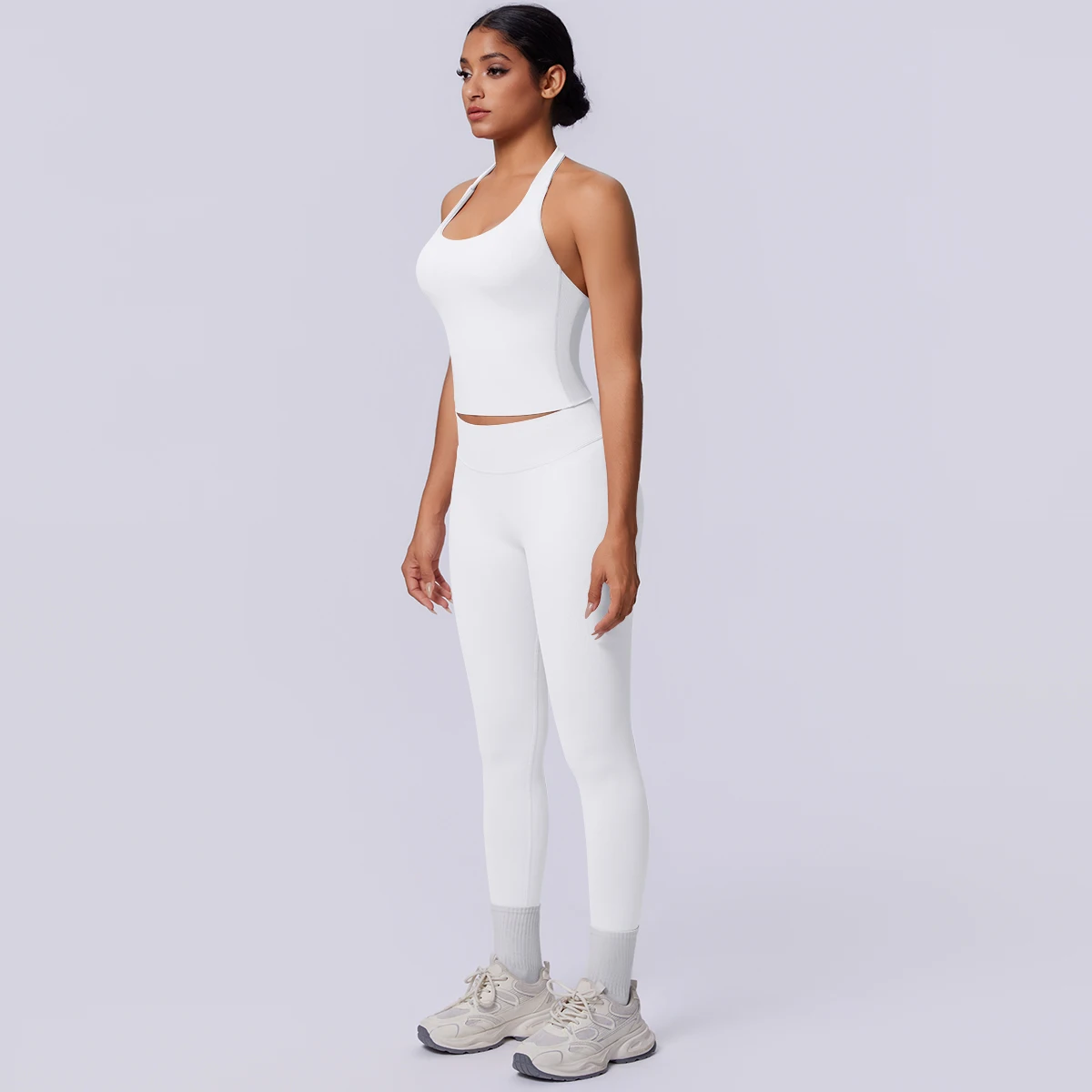 Sport Fitness Kleidung Damen Yoga Set Sommer Gym Lauf-Workout Top Yoga Weste Einfarbige Po-Formende Fitness Hose Yoga Set – Detail 11
