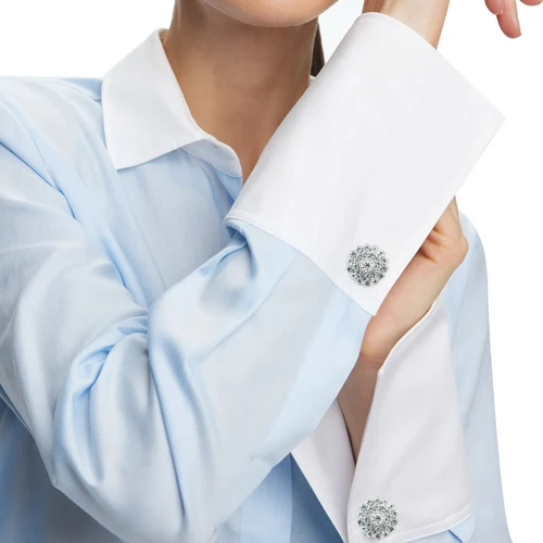 Imagen 2 del producto Nuevas camisas para mujer, blusa de manga larga con retazos de flores bordadas, solapa elegante, Tops holgados a rayas para primavera y verano para oficina para mujer