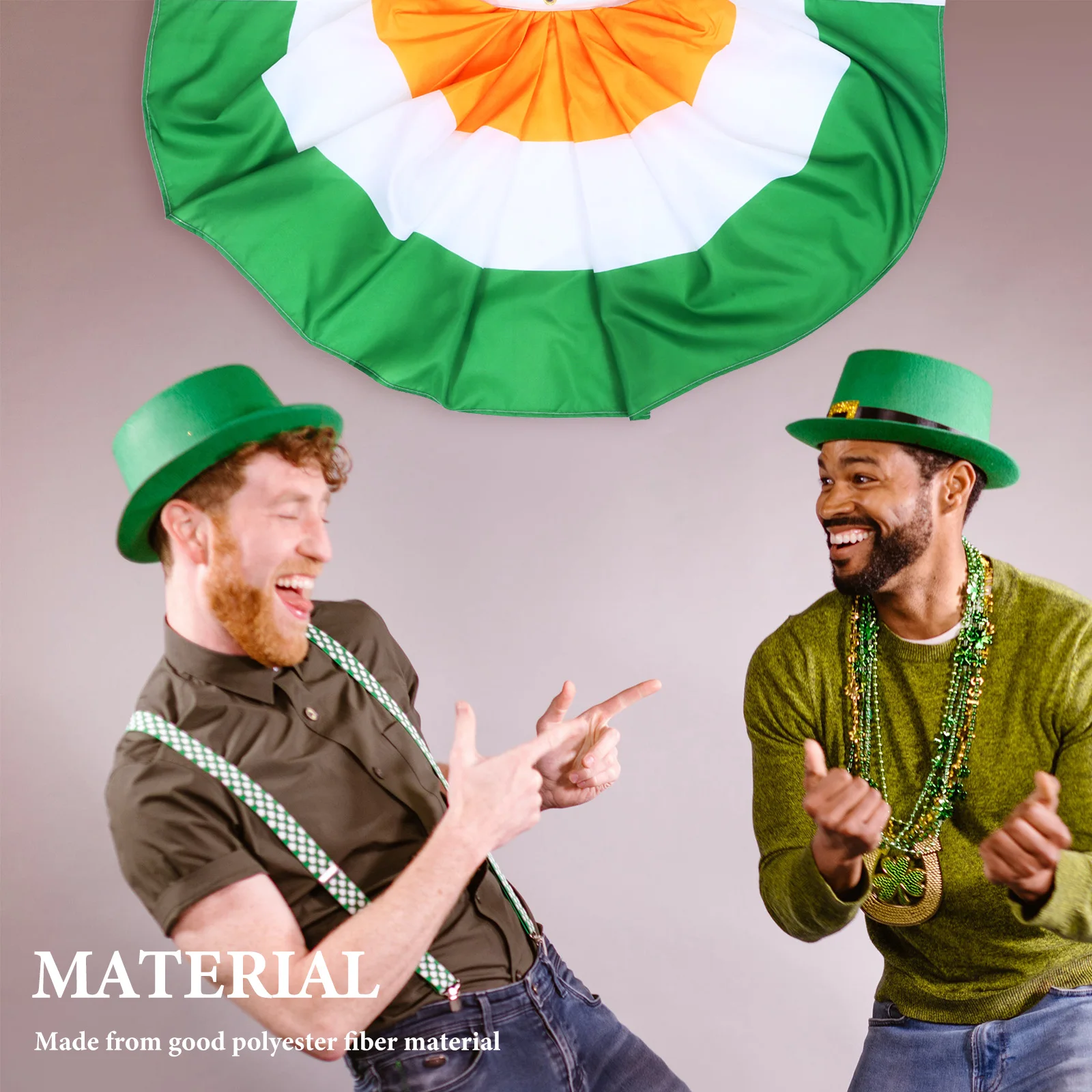 

2Pcs Irish 45x90cm Semicircle Flag Semicircle Durable St Patrick's Day Hanging Decorations Polyester Brass Grommets