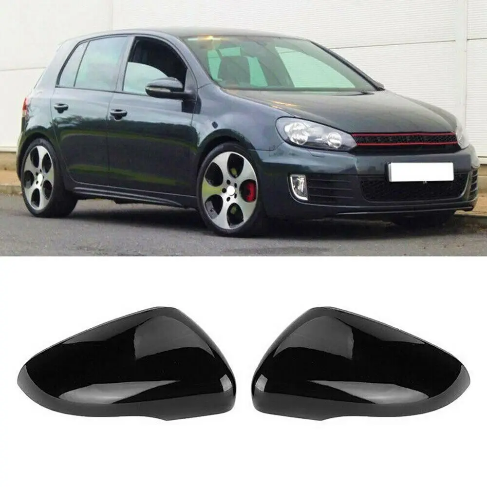 

1pair Car Wing Mirror Cover Cap Driver Passenger Side Black ABS Plastic For Vw Touran Golf Mk6 2009-2013 Car Accessories