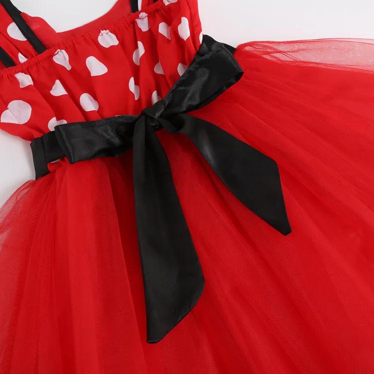 Cute Mesh Dress for Little Girl Minnie Frock Baby Kid Summer Casual Clothing Polka Dot Tutu Dress Toddler Birthday Princess Robe