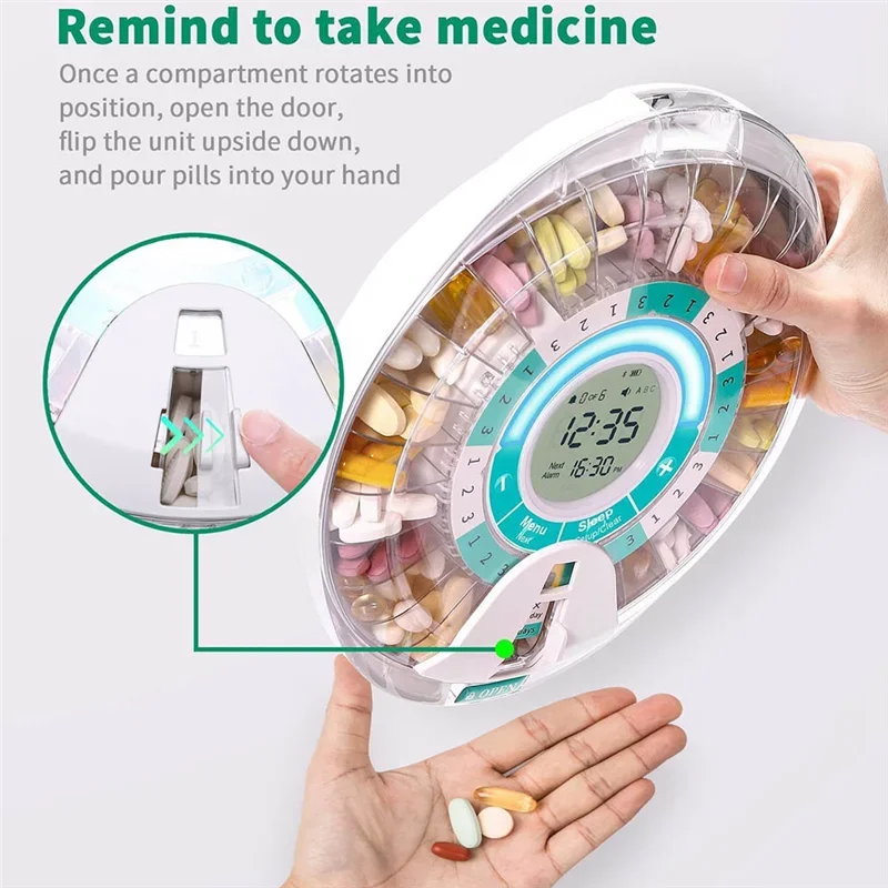 Alarm-Equipped Automatic Pill Dispenser For Elderly, 28-Day Electronic Locked Pill Box With Sound& Light Reminders