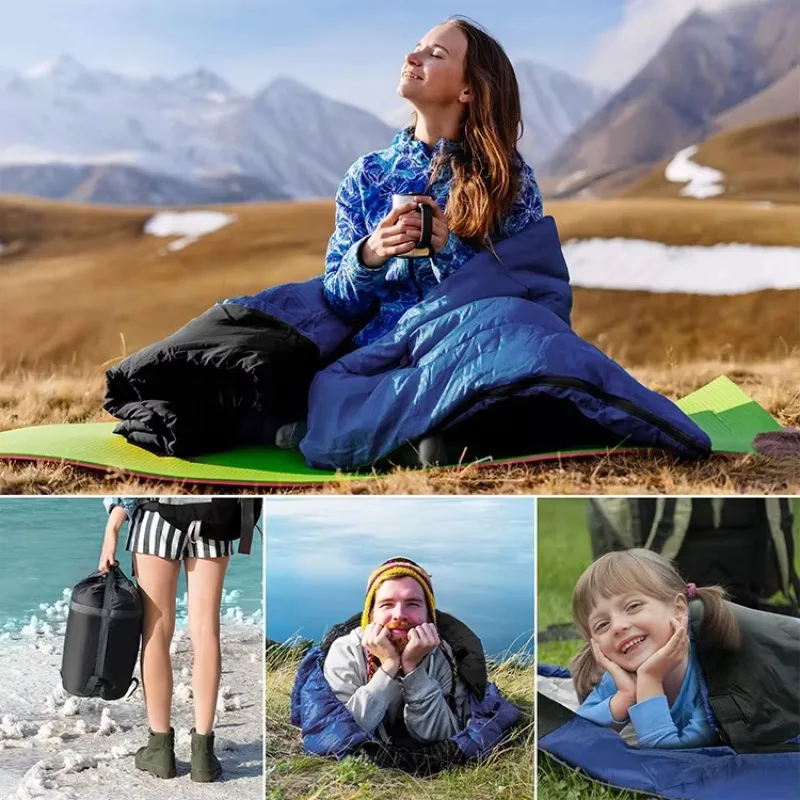 XMSJ HOMFUL Custom 3 Season Envelope Polyester Camping Hooded Envelope Sleeping Bag