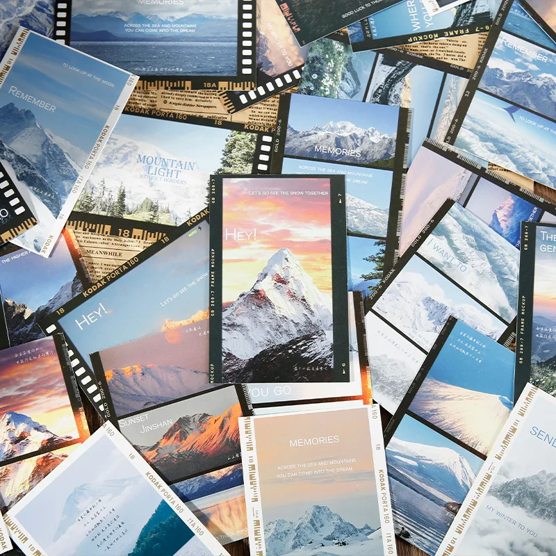 30PCS Mountain Light Without Borders Postcards Set - Vintage Film Scenery Greeting Cards Gift Stationery