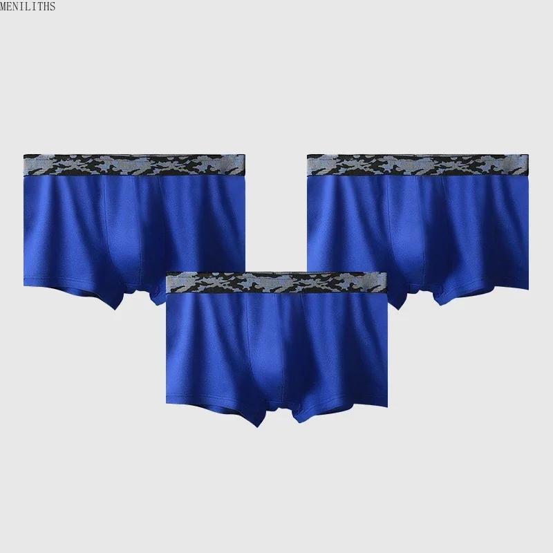 3PCS men's ice silk underwear men's summer thin breathable four-corner boxers youth quick-drying sports underpants