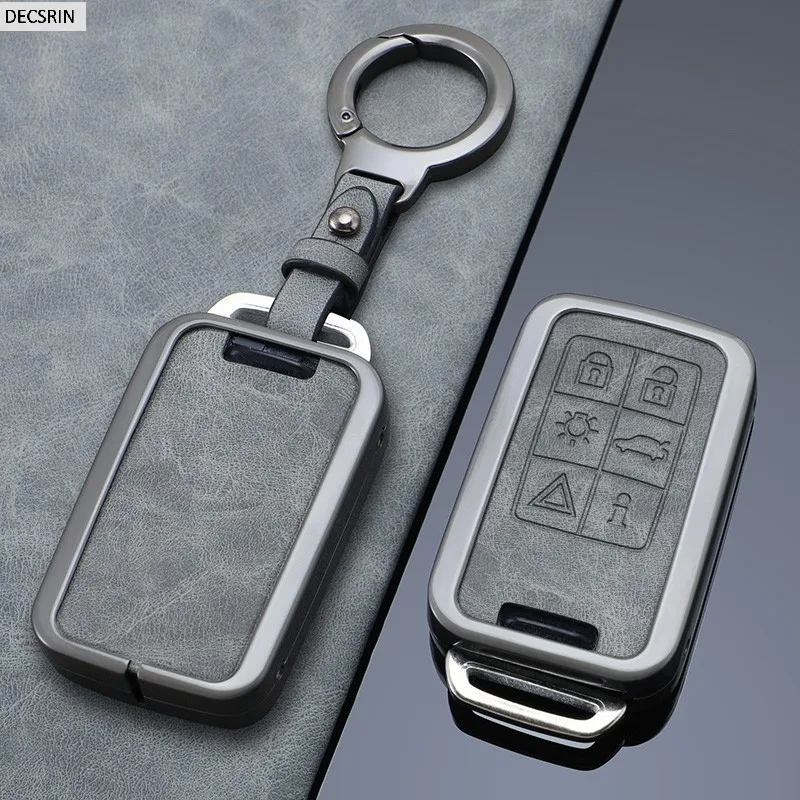 5/6 Buttons Zinc Alloy+ Leather Car Remote Key Case Cover Protection Holder Shell Key Fob For Volvo XC60 V60 S60 S80 XC70 V40