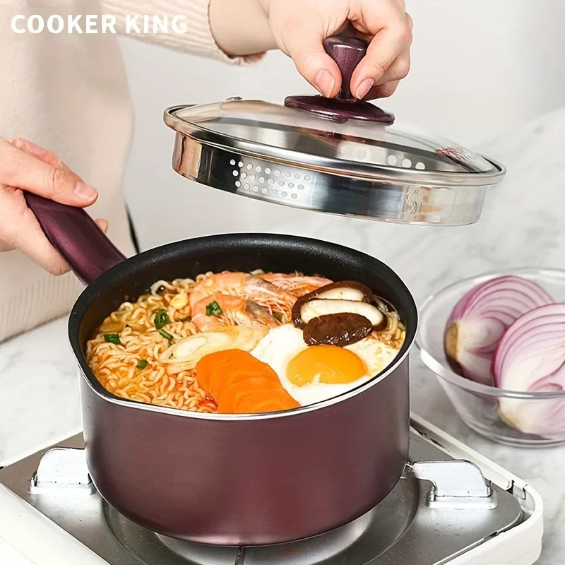 

COOKER KING 16CM Small Saucepan Stew Soup Pot Non-Stick Mini Pot Instant Noodle Pot Milk Pot Baby Food Pot Household Kitchenware