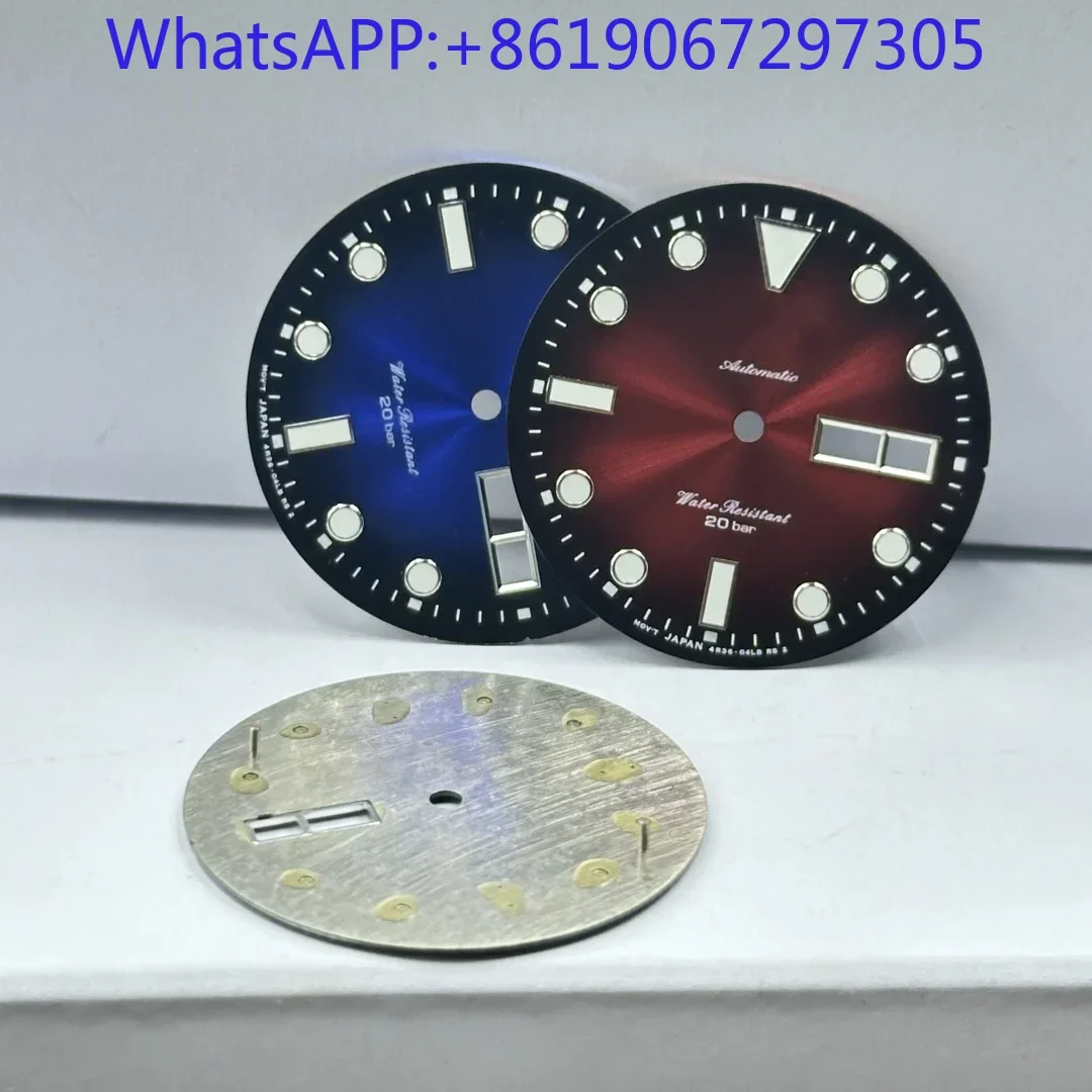 2025new gradiente sunburst relógio vintage dial adequado para nh35/36 movimento automático verde lume 20bar mergulho mod peças nh35 caso