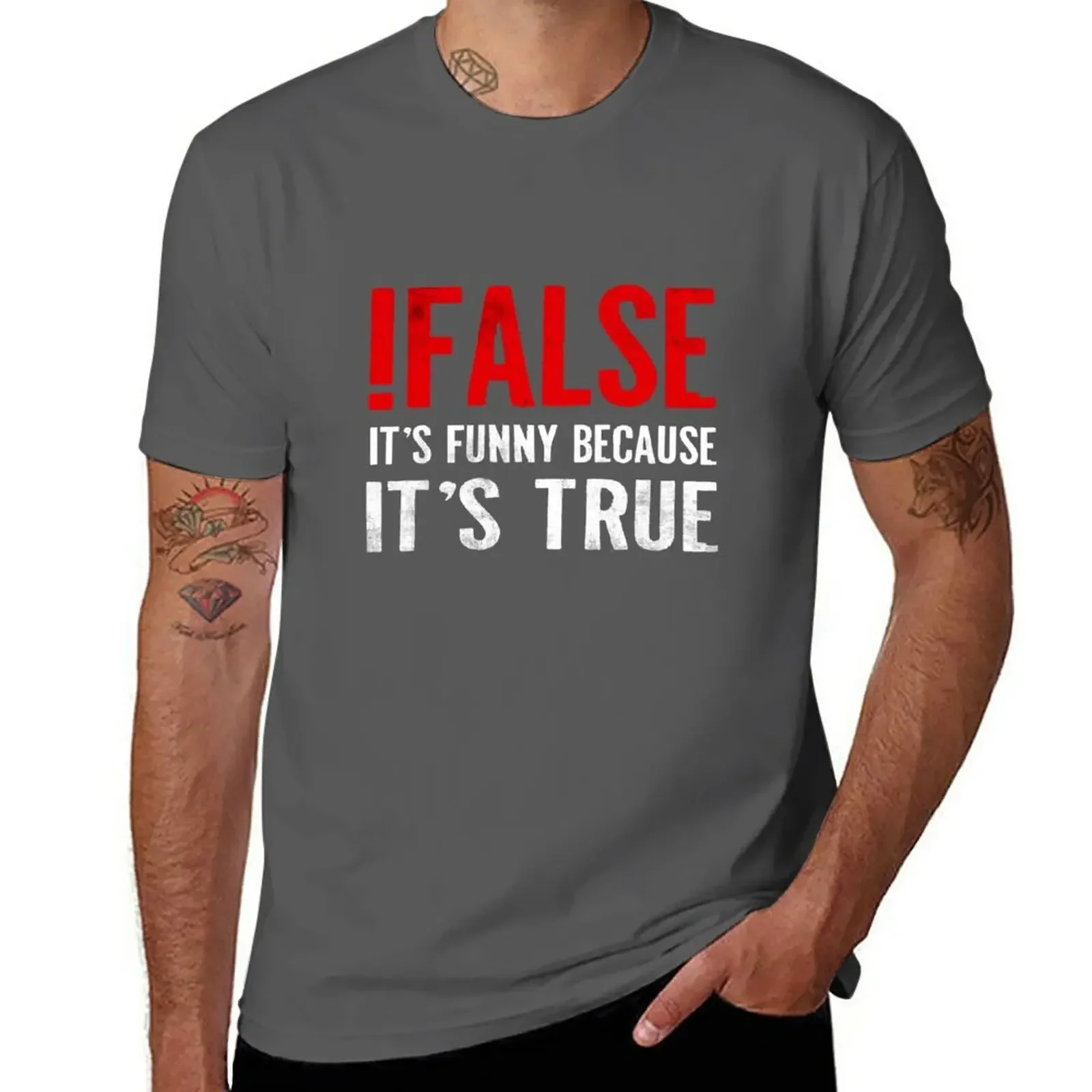 !False It's Funny Because It's True Programmer Quote Geek T-Shirt heavyweights for a boy mens plain t shirts