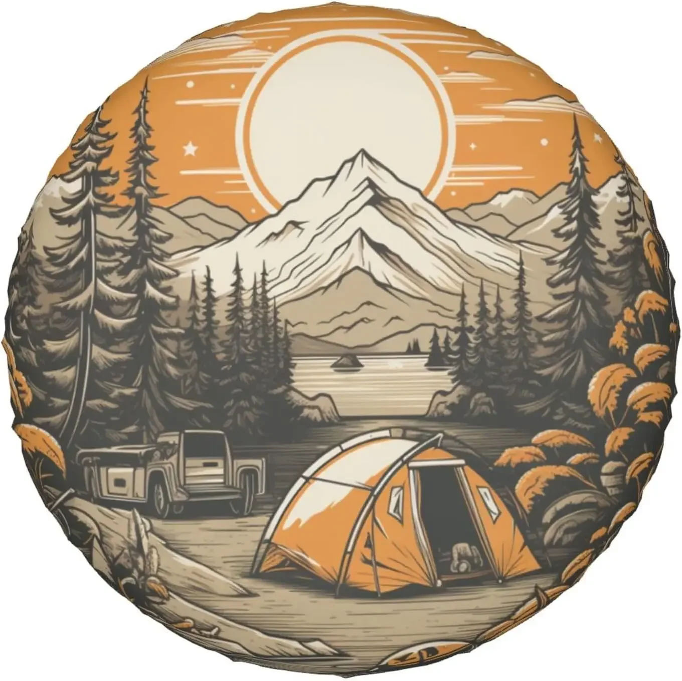 Sunset Mountains Spare Tire Cover  Weatherproof Dustproof Universal Wheel Tire Covers for Rv SUV Trailer Truck Camper Travel