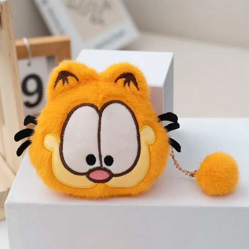 Chaveiro de Pelúcia Kawaii Garfield, Pingente de Boneco de Animal Fofo, Charm para Bolsa e Carteira, Acessórios de Moda