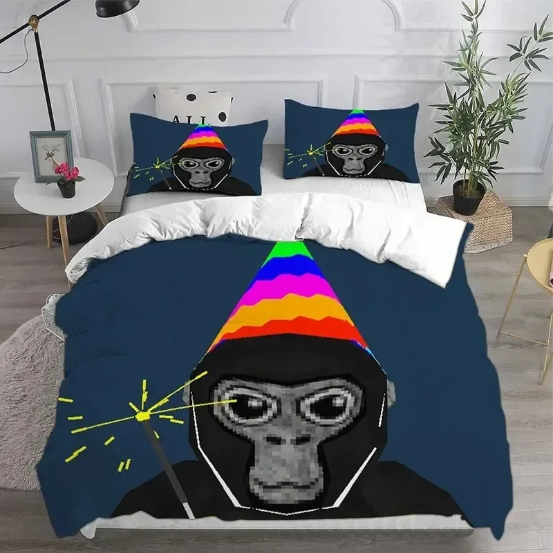 Bedding Set Gorilla 3D Quilt Cover Pillowcase Coreless, Home Bedroom Decoration Gift for Boys and Girls