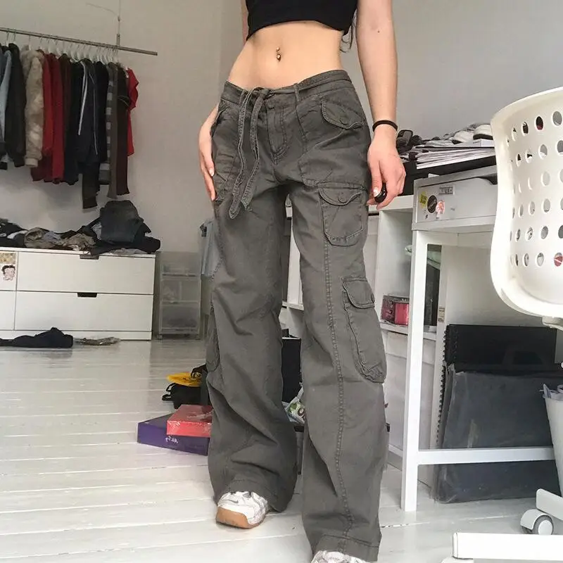 

Factory Direct High Waisted Cargo Pants for Women Slimming Casual Joggers Multi Pocket Streetwear Trousers