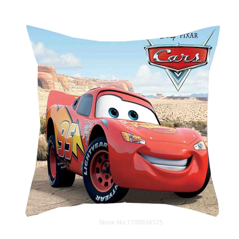 Disney Cartoon Pillowcase Cushion Cover Car Lightning McQueen Throw Pillow Case For Sofa Car Christmas Gift 40x40cm