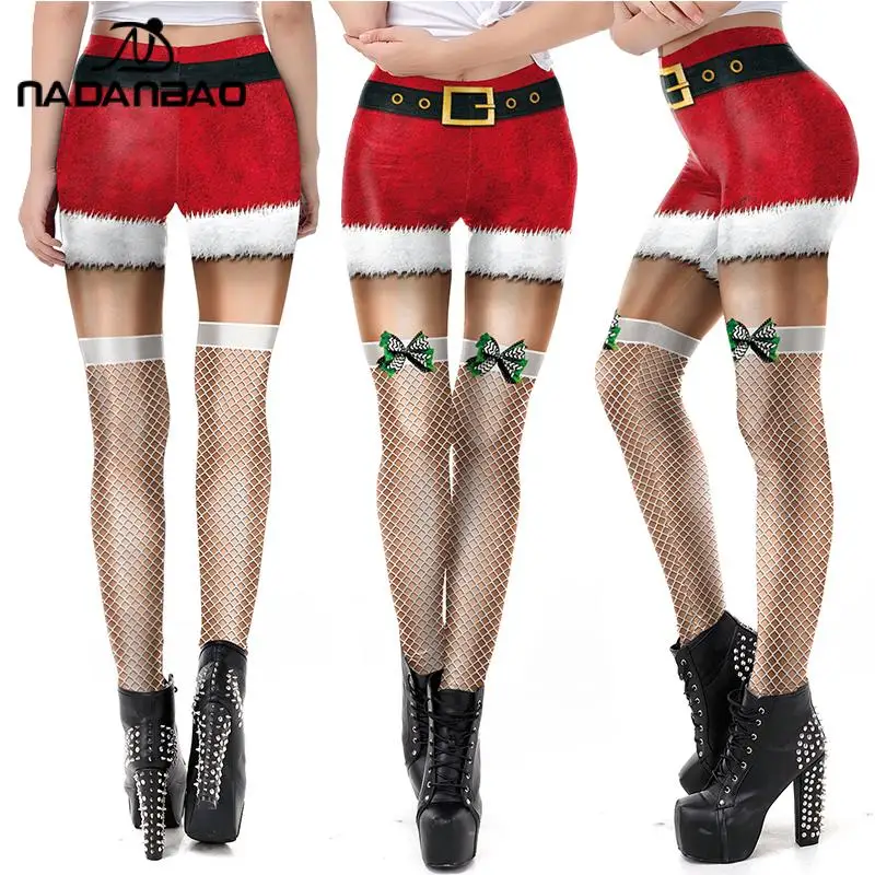 

NADANBAO Christmas Leggings for Women Xmas Pants Printed Trousers Mid Waist Elastic Tight Female Holiday Party Wear Girl Workout