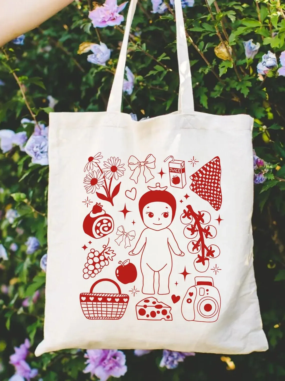 Smiski حمل حقيبة سوني الملاك حقيبة كتب Homebody Smiski القطن قماش حمل الأخضر غي حقيبة بقالة هدية الكرتون قماش حقائب كتف