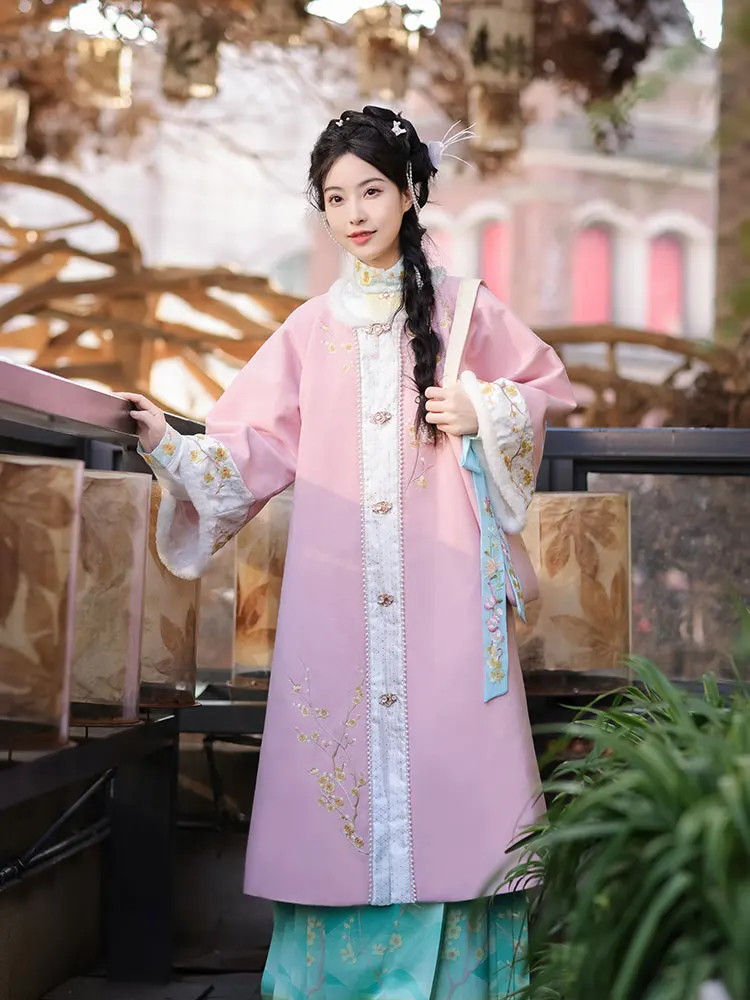 

Winter Solstice Hanfu Women's Original Embroidery Fur Wool Ming Dynas Sle Ma Face Skirt Polyester Fiber 2023 Autumn Colle...