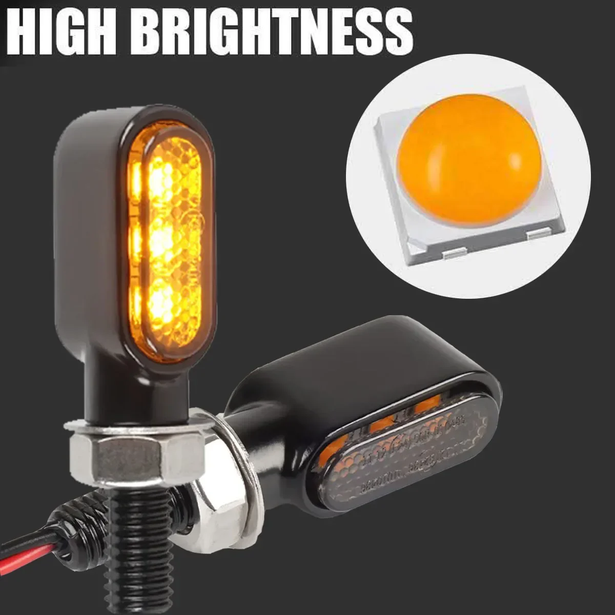 8mm Mini Led Motorcycle Turn Signal Light Lamp Indicators Blinker Amber Clignotant Moto 3Leds 12V for Yamaha Kawasaki Cafe Racer
