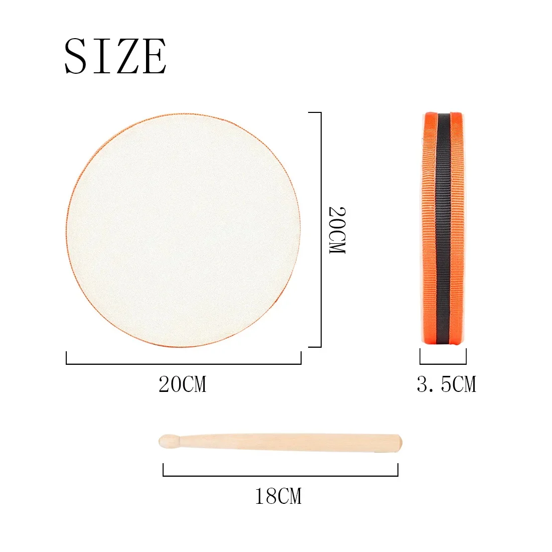 SLADE الدف من جلد الغنم على الوجهين 8 بوصة الدف مع مطارق أدوات قرع الخشب الصلب المحمولة