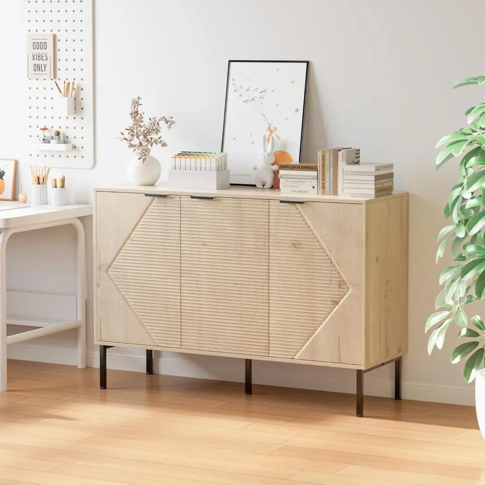

Large Buffet Sideboard Cabinet, Long Credenza with Storage, Mid Century Modern Kitchen Pantry Cupboard