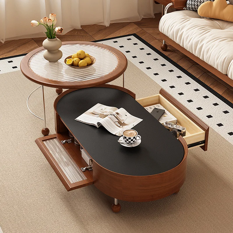 Q Medieval style coffee table new living room household solid wood rock board tea table