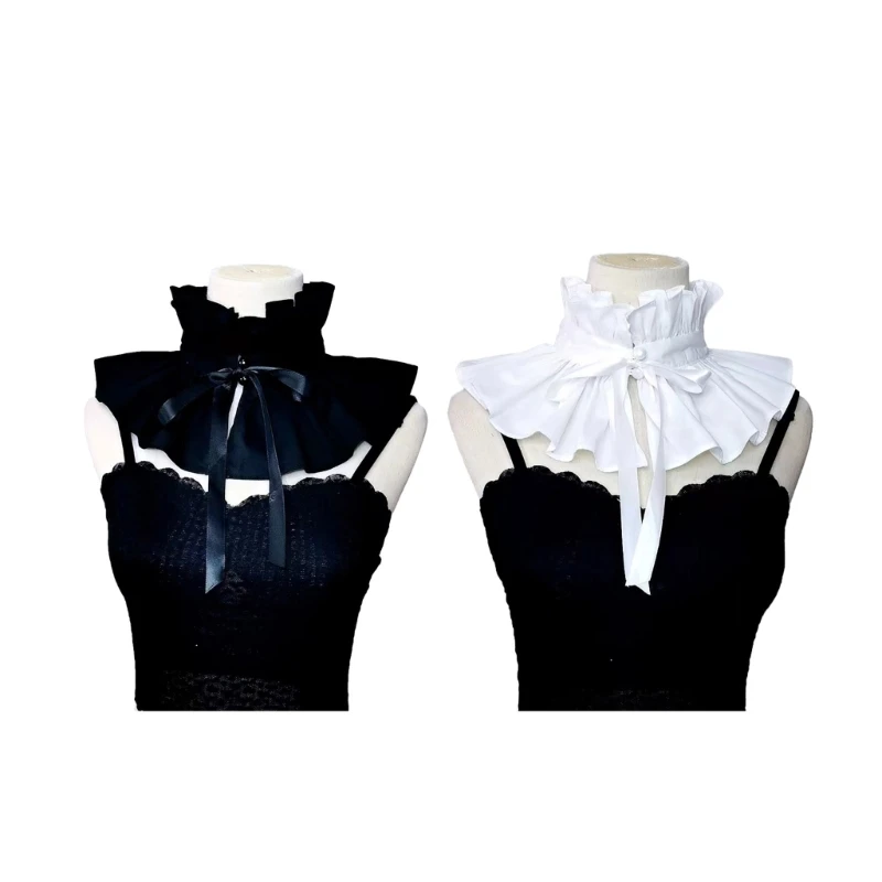 

Victorian Ruffled Collar Elegant Sweet Girls Blouse Collar Lapel Shawl Decorative Lapel for Lady Medieval Cosplay Dropship