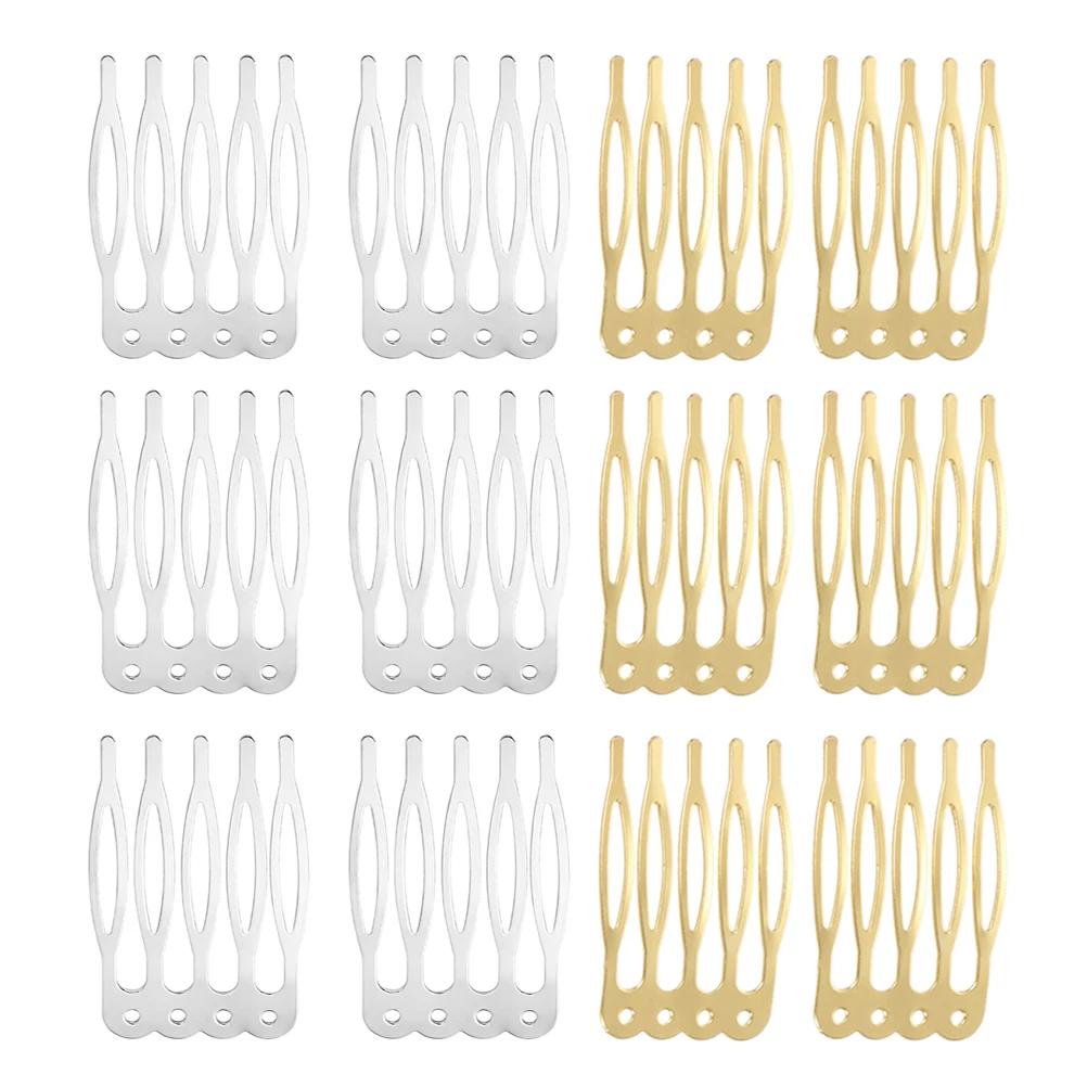 

100 Pcs Hair Combs Women Gold Iron Taper Clips Caps Teeth Smooth Edges Durable Classic Color Styling Aid Elegant