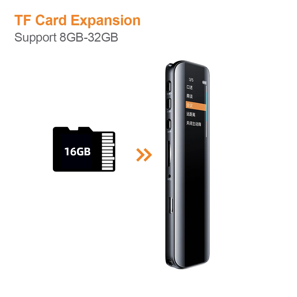 Vandlion V39 Pena Perekam Audio Digital Suara Diaktifkan Dictaphone Pemutar MP3 Pengurangan Kebisingan Layar TFT Warna-warni