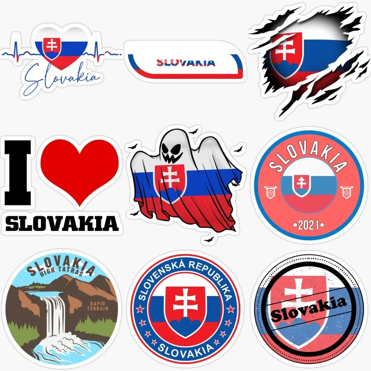 

Love Slovakia Flag Emblem Creative PVC Sticker for Decorate Motorcycle Window Truck Car Table Wall Off-road Decal Accessories
