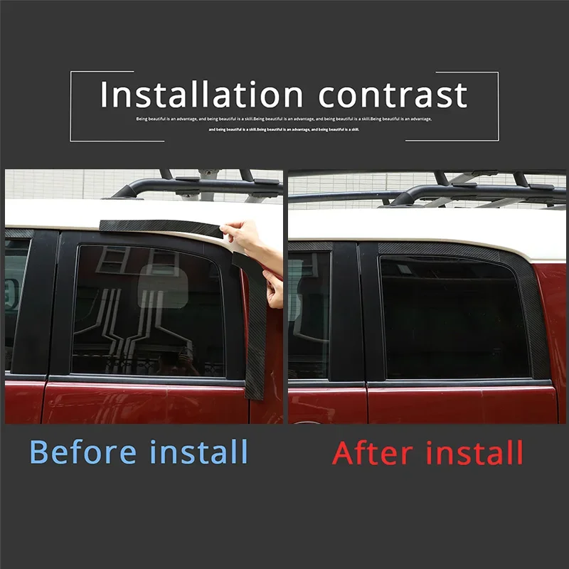 

For Toyota FJ Cruiser 2007-2021 Car window decoration strip Carbon fiber stickers Exterior accessories 8 Pcs