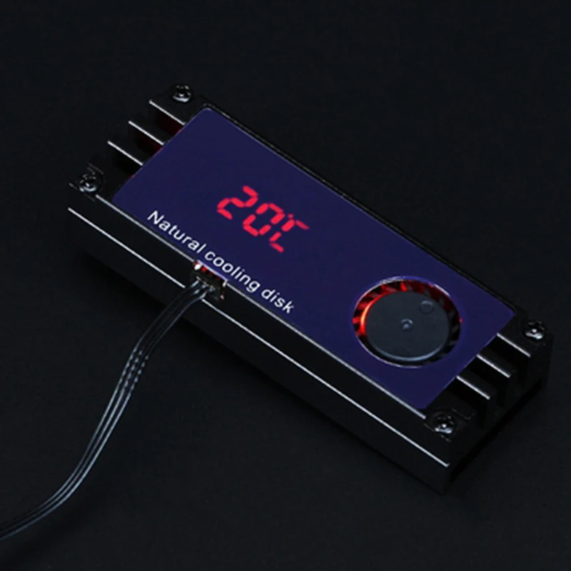 M2 SSD Heatsink Cooler Temperature OLED Digital Display M.2 2280 NVME SSD Solid State Hard Disk Radiator Heat Black