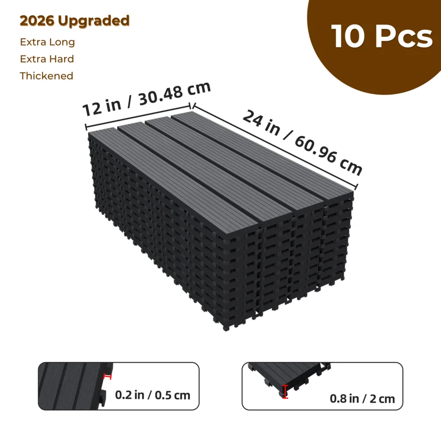 24' X 12' Large-Format Interlocking Plastic Floor Tiles | 50% Faster Installation | Easy Snap-Together Assembly | PP Material |